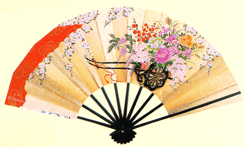 京扇子ならお任せ！京都和のお店□京扇子／飾り扇／両金もみ箔 花筏－花車